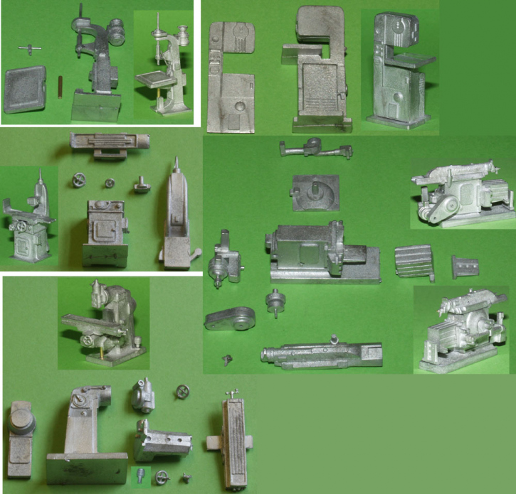 Toolingmachine  Set 5 Machines unpainted 1/43 whitemetal/pewter kit