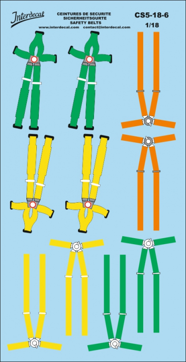 Safety belts 6 1/18 Waterslidedecals 166x86mm INTERDECAL