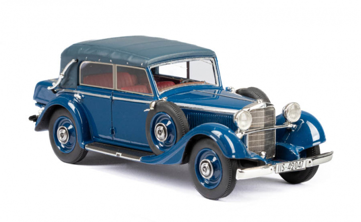1933-1936 Mercedes Benz 290 W18 Cabriolet D Verdeck geschlossen blau 1/43