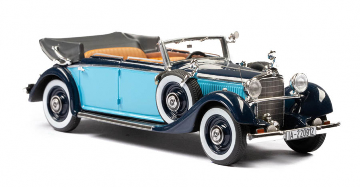 1933-1936 Mercedes Benz 290 W18 Cabriolet D toit ouvert bleu bicolore 1/43