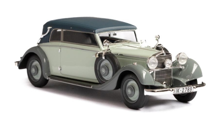 1933-1936 Mercedes Benz 290 W18 Cabriolet B toit fermé bicolore gris 1/43