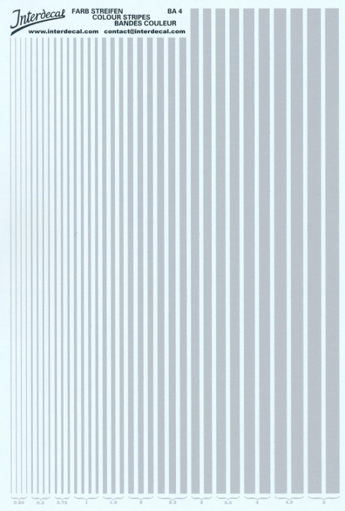 Stripes 0,25mm-5mm Waterslidedecals silver 165x120mm INTERDECAL
