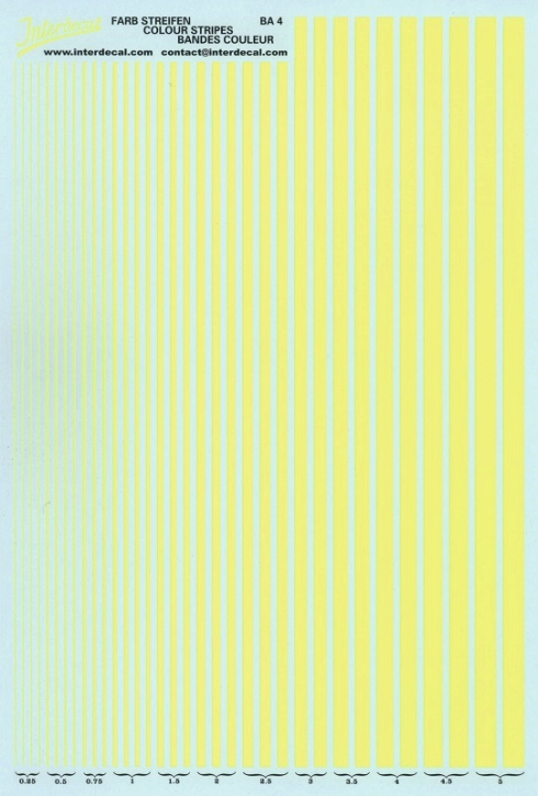 Stripes 0,25mm-5mm Waterslidedecals fluorescent yellow 165x120mm INTERDECAL