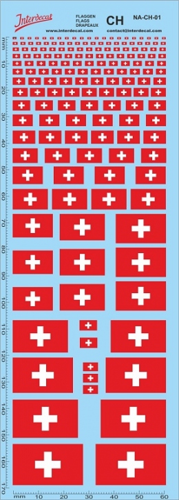 Flaggen CH Naßschiebebild Decal verschiedene Farben 178x61mm INTERDECAL
