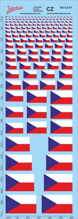 Flaggen CZ Naßschiebebild Decal verschiedene Farben 178x61mm INTERDECAL