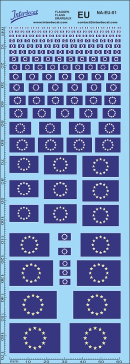 Flags EU Waterslidedecals different colors 178x61mm INTERDECAL