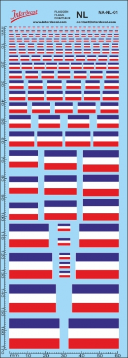 Flags NL Waterslidedecals different colors 178x61mm INTERDECAL
