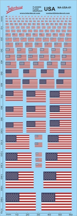 Flags USA Waterslidedecals different colors 178x61mm INTERDECAL