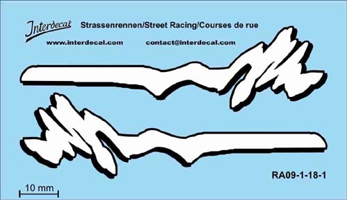 Street Racing 09-1 1/18 Waterslidedecals white 70x40mm INTERDECAL