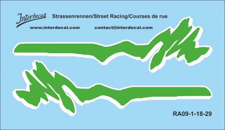 Street Racing 09-1 1/18 Waterslidedecals fluorescent green 70x40mm INTERDECAL