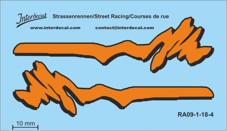 Street Racing 09-1 1/18 Waterslidedecals orange 70x40mm INTERDECAL