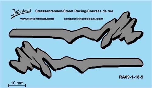 Street Racing 09-1 1/18 Waterslidedecals grey 70x40mm INTERDECAL