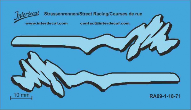 Street Racing 09-1 1/18 Waterslidedecals light blue-black 70x40mm INTERDECAL