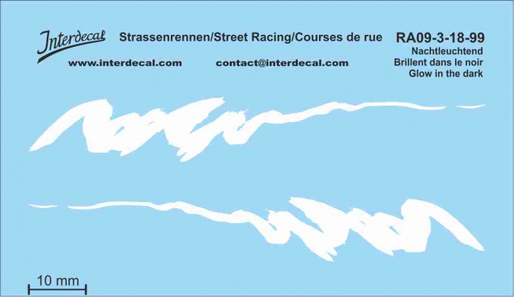 Street Racing 09-3 1/18 Waterslidedecals phosphorescent 70x40mm INTERDECAL