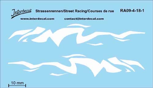 Street Racing 09-4 1/18 Waterslidedecals white 70x40mm INTERDECAL