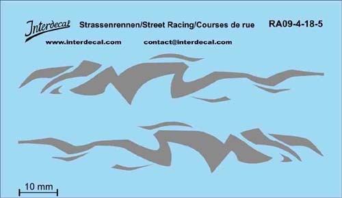 Street Racing 09-4 1/18 Waterslidedecals grey 70x40mm INTERDECAL