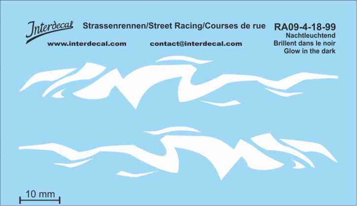 Street Racing 09-4 1/18 Waterslidedecals phosphorescent 70x40mm INTERDECAL