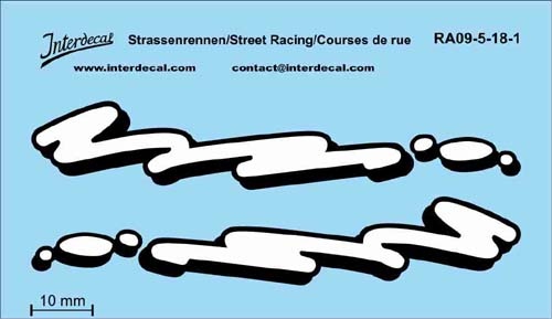 Street Racing 09-5 1/18 Waterslidedecals white 70x40mm INTERDECAL