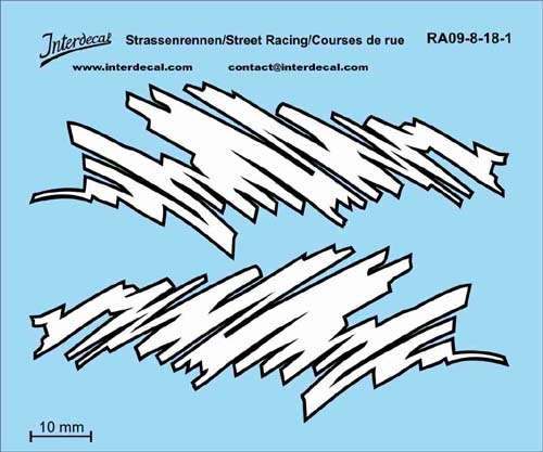 Street Racing 09-8 1/18 Waterslidedecals white 70x40mm INTERDECAL