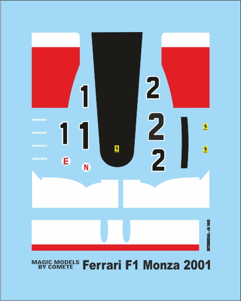 F1 Monza 2001 1/43 Waterslidedecals 40x30mm JA Miniatures