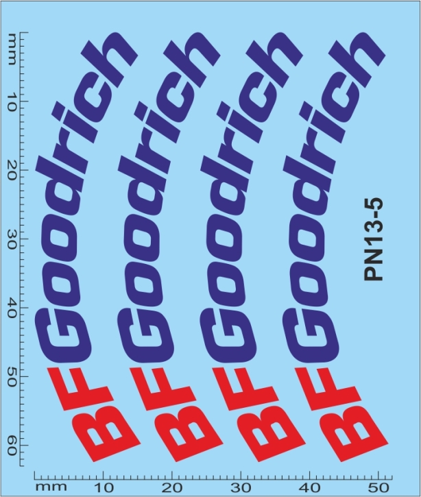 Reifenbeschriftung 13 1/5 Naßschiebebild Decal blau-rot 60x50mm INTERDECAL