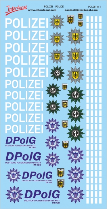 Police Allemagne 08 1/18 Décalcomanies 175x90 INTERDECAL