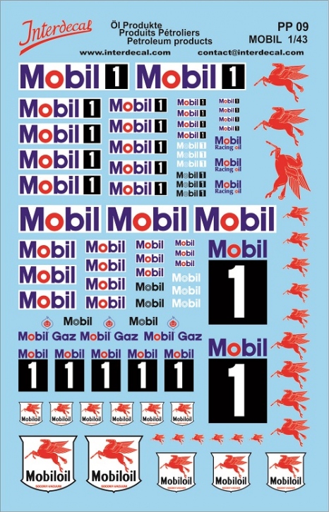Petroleum products 09 1/43 Waterslidedecals MOBIL 120x85mm INTERDECAL