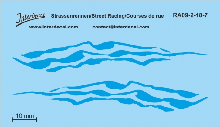 Street Racing 09-2 1/18 Waterslidedecals medium blue 70x40mm INTERDECAL