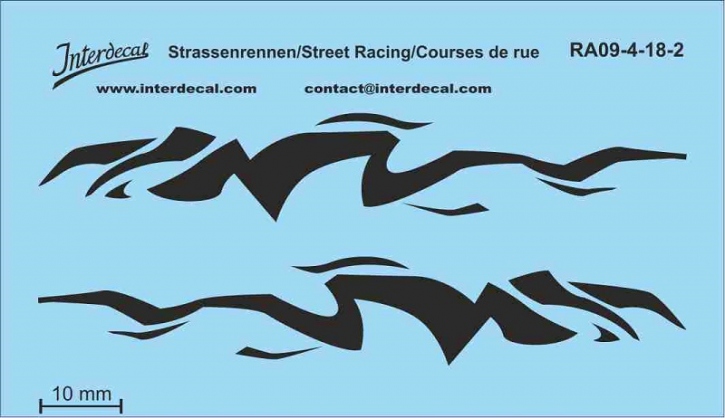Street Racing 09-4 1/18 Waterslidedecals black 70x40mm INTERDECAL