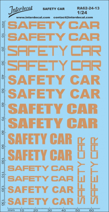 Safety Car 1/24 Décalcomanies or 131x67mm INTERDECAL