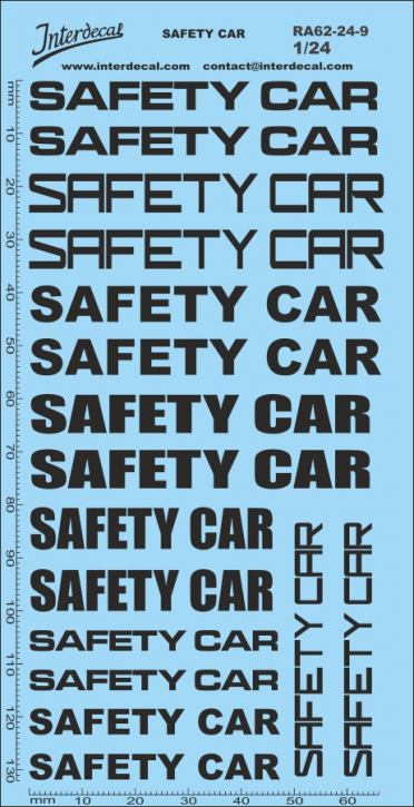 Safety Car 1/24 Décalcomanies noir 131x67mm INTERDECAL