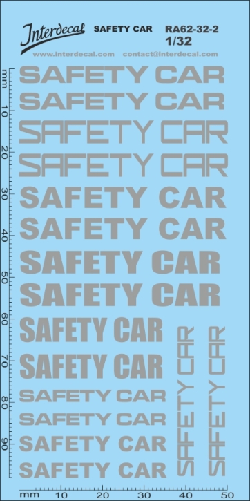 Safety Car 1/32 Décalcomanies argent 98x49mm INTERDECAL