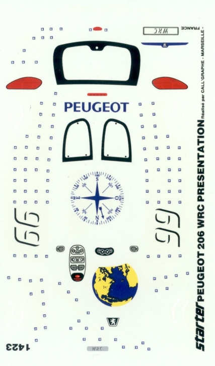 Peugeot 206 WRC Presentation 1/43 (Starter) Waterslidedecals JA Miniatures
