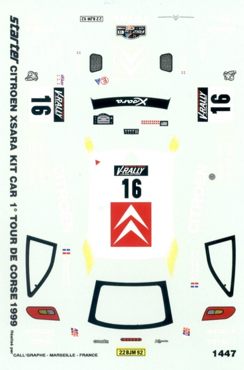 Citroen Xsara Kit Car Tour de Corse 1999 (Starter) 1/43 Naßschiebebild Decal