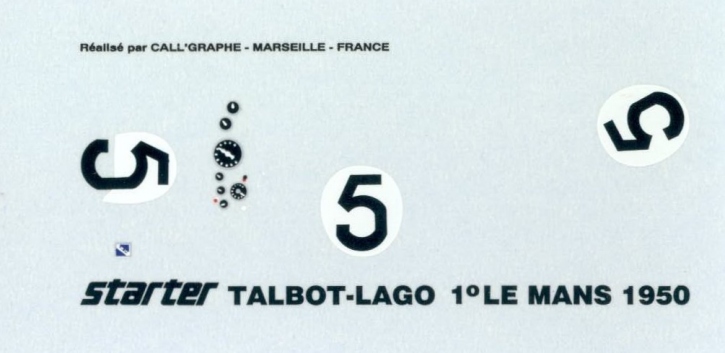 Talbot Lago Le Mans 1950 1/43 (Starter) Waterslidedecals JA Miniatures