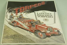 Metal advertising sign "American La France Brockway Torpedo" 27cm x 40cm