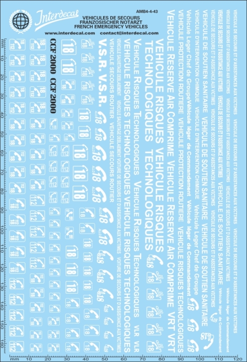 Secours ambulatoires francais médecin urgentiste 04 1/43 Décalcomanies blanc