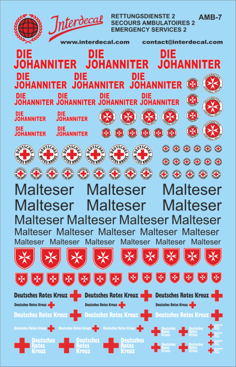 Rettungsdienste DIE JOHANNITER 03 1/43 Naßschiebebild Decal 120x80mm INTERDECAL