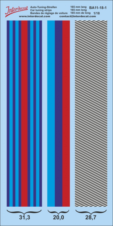 Car tuning stripes Decal 11-1  1/18 (165 x 89 mm)