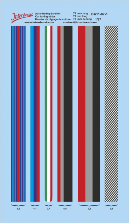 Car tuning stripes Decal 11  1/87 (80 x 48 mm)