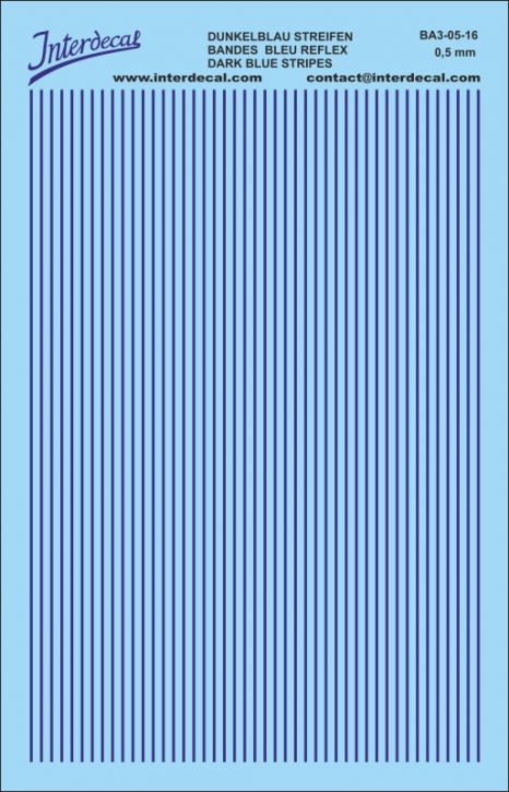 Stripes 0,5mm Waterslidedecals dark blue 119x79mm INTERDECAL