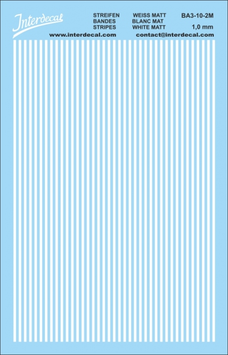 Stripes 1,0 mm  white (90x140 mm) white matt
