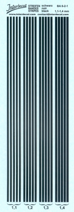 Streifen 1,1 - 1,4 mm Nass-Schiebebild schwarz 117x39mm INTERDECAL