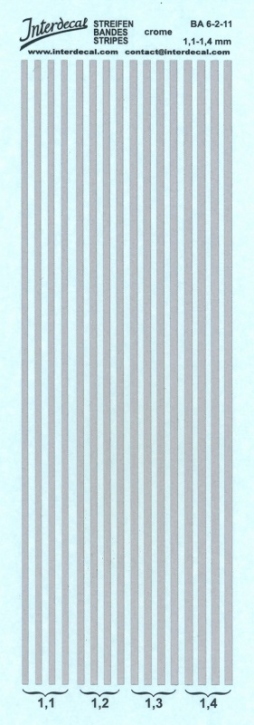 Streifen 1,1 - 1,4 mm Naßschiebebild Decal crome Imitation 117x39mm INTERDECAL