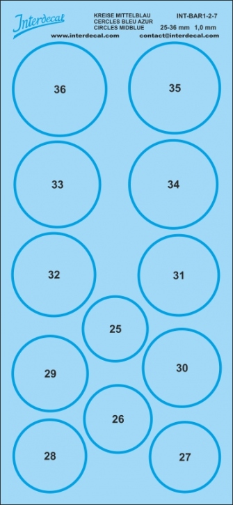 Circles Decal 1,0 mm Midblue (25-36 mm)