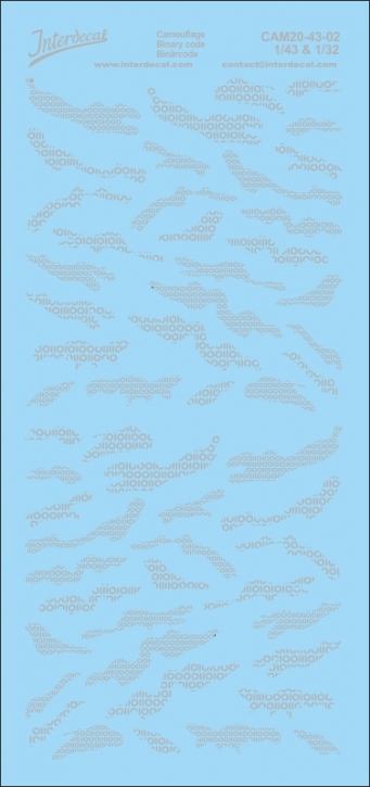 Camouflage binär code 1/43 & 1/32 (150x70 mm) silber