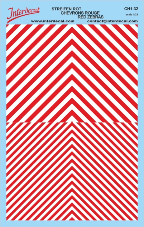 Warnstreifen 1/32 (185 x 118 mm) rot-weiss