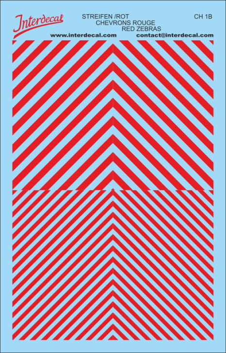Warnstreifen 1/43 Naßschiebebild Decal rot 120x80mm INTERDECAL