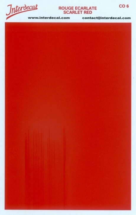 Bogen einfarbig Naßschiebebild Decal rot Scarlet 120x80mm INTERDECAL