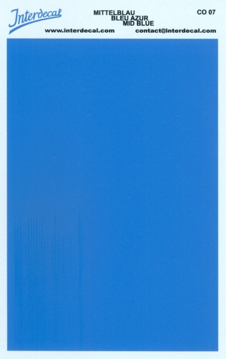 Bogen einfarbig Naßschiebebild Decal mittelblau 120x80mm INTERDECAL